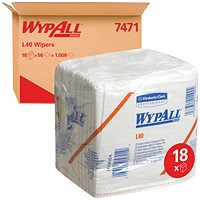 Wypall L40 1-Ply Folded Wipers Sheets, White, Pack of 1008