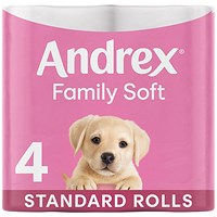 Andrex Family Soft Toilet Roll, 2-Ply, 170 Sheets Per Roll, 6x4 Pack of 24