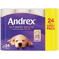 Andrex Ulitmate Quilts Toilet Roll, 3-Ply, 115 Sheets Per Roll, Pack of 24