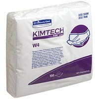 Kimtech W4 Pure Cleaning Wipes 100 Wipes White Pack of 5