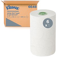 Kleenex Slimroll 1-Ply Hand Towels Rolled E-Roll White (Pack of 6) 6648