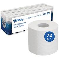 Kleenex Toilet Rolls, 3-Ply, 195 Sheets Per Roll, Pack of 72