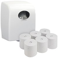 Scott Essentials 1-Ply Hand Towel Roll, 350m, White, Pack of 6, Free Dispenser Included