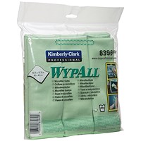 Wypall Microfibre Cloth, 400x400mm, Green, Pack of 6