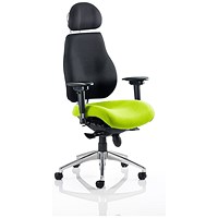 Chiro Plus Ultimate Posture Chair, With Headrest, Black Back, Myrrh Green