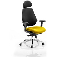 Chiro Plus Ultimate Posture Chair, With Headrest, Black Back, Senna Yellow