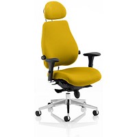 Chiro Plus Ultimate Posture Chair, Headrest, Height Adjustable Arms, Senna Yellow