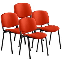 ISO Black Frame Stacking Chair, Tabasco Red, Pack of 4