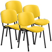 ISO Black Frame Stacking Chair, Senna Yellow, Pack of 4
