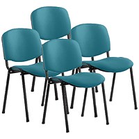 ISO Black Frame Stacking Chair, Maringa Teal, Pack of 4