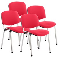 ISO Chrome Frame Stacking Chair, Bergamot Cherry, Pack of 4