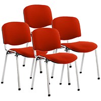 ISO Chrome Frame Stacking Chair, Tabasco Orange, Pack of 4