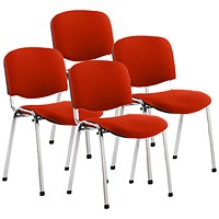 ISO Chrome Frame Stacking Chair, Tabasco Red, Pack of 4