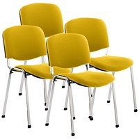 ISO Chrome Frame Stacking Chair, Senna Yellow, Pack of 4