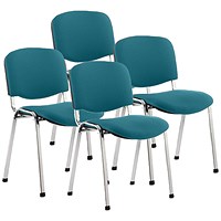 ISO Chrome Frame Stacking Chair, Maringa Teal, Pack of 4