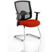 Portland Cantilever Visitor Chair, Mesh Back, Tabasco Red