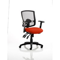 Portland III Operator Mesh Back Chair, Height Adjustable Arms, Tabasco Orange