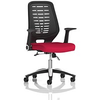 Relay Task Operator Chair, Black Mesh Back, Bergamot Cherry, With Folding Arms