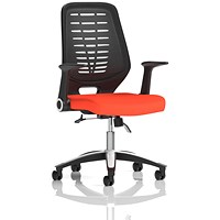 Relay Task Black Mesh Back Operator Chair, Folding Arms, Tabasco Orange
