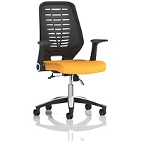 Relay Task Operator Chair, Black Mesh Back, Senna Yellow, With Folding Arms