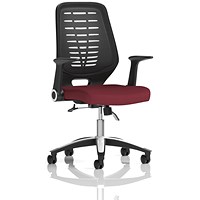 Relay Task Black Mesh Back Operator Chair, Folding Arms, Ginseng Chilli