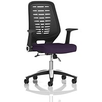 Relay Task Black Mesh Back Operator Chair, Folding Arms, Tansy Purple