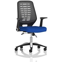 Relay Task Operator Chair, Silver Mesh Back, Stevia Blue, With Folding Arms