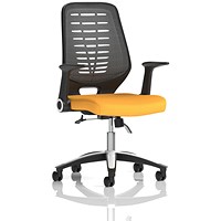 Relay Task Silver Mesh Back Operator Chair, Folding Arms, Senna Yellow