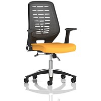 Relay Task Operator Chair, Silver Mesh Back, Senna Yellow, With Folding Arms