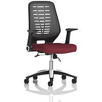 Relay Task Silver Mesh Back Operator Chair, Folding Arms, Ginseng Chilli