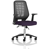 Relay Task Silver Mesh Back Operator Chair, Folding Arms, Tansy Purple