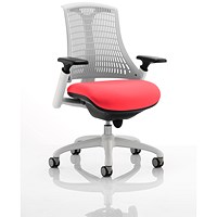 Flex Task White Back and Frame Operator Chair, Height Adjustable Arms, Bergamot Cherry