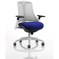 Flex Task White Back and Frame Operator Chair, Height Adjustable Arms, Stevia Blue