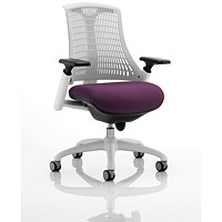 Flex Task White Back and Frame Operator Chair, Height Adjustable Arms, Tansy Purple