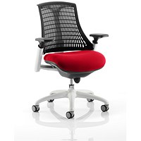 Black Back White Frame Operator Chair, Height Adjustable Arms, Bergamot Cherry
