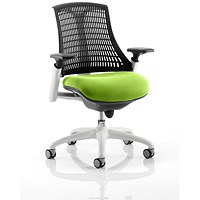 Black Back White Frame Operator Chair, Height Adjustable Arms, Myrrh Green