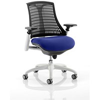 Black Back White Frame Operator Chair, Height Adjustable Arms, Stevia Blue