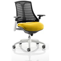 Black Back White Frame Operator Chair, Height Adjustable Arms, Senna Yellow