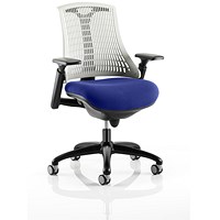 Flex Task White Back Black Frame Operator Chair, Height Adjustable Arms, Stevia Blue