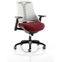 Flex Task White Back Black Frame Operator Chair, Height Adjustable Arms, Ginseng Chilli