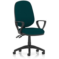 Eclipse Plus II Operator Chair, Maringa Teal, With Fixed Height Loop Arms