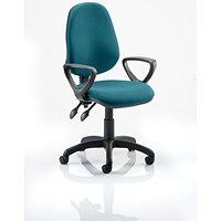 Eclipse Plus II Operator Chair, Maringa Teal, With Fixed Height Loop Arms