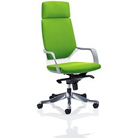 Xenon High Back Executive Chair, With Headrest, White Shell, Myrrh Green