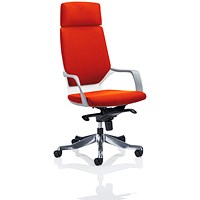 Xenon High Back Executive Chair, With Headrest, White Shell, Tabasco Orange