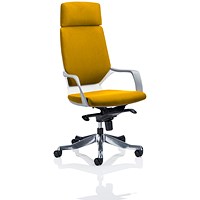 Xenon High Back Executive Chair, With Headrest, White Shell, Senna Yellow