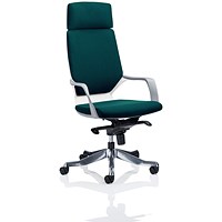 Xenon High Back Executive Chair, With Headrest, White Shell, Maringa Teal