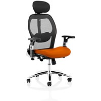 Sanderson II Mesh Back Operator Chair, Headrest, Height Adjustable Arms, Tabasco Orange