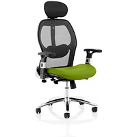 Sanderson II Mesh Back Operator Chair, Headrest, Height Adjustable Arms, Myrrh Green
