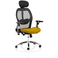 Sanderson II Mesh Back Operator Chair, Headrest, Height Adjustable Arms, Senna Yellow