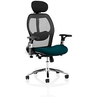 Sanderson II Mesh Back Operator Chair, Headrest, Height Adjustable Arms, Maringa Teal